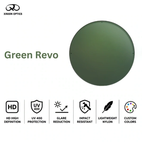 Nylon Sunglasses Lens Gray Green Mirror Coated